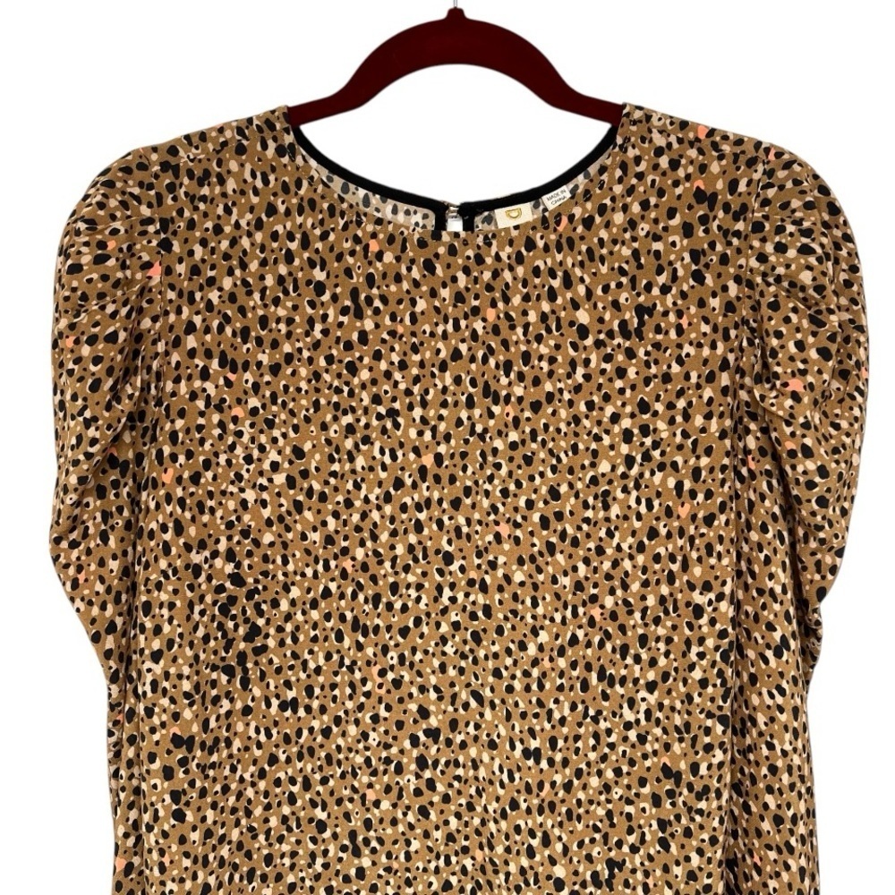 Dolan Animal Print Long Puff Sleeve Crew Neck Casual Pullover Top Women’s Small - Picture 6 of 10